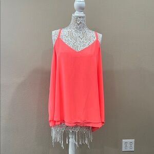 Women's Vibrant Coral Sleeveless Top